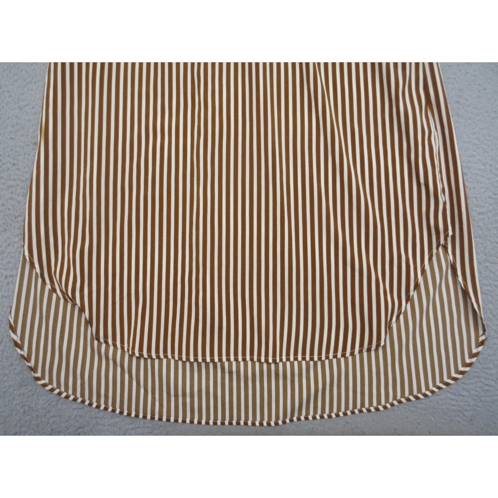 VICI Stripe Shirt Dress Women S Brown White Neutral Relaxed Capsule Quiet Luxury - Picture 6 of 16